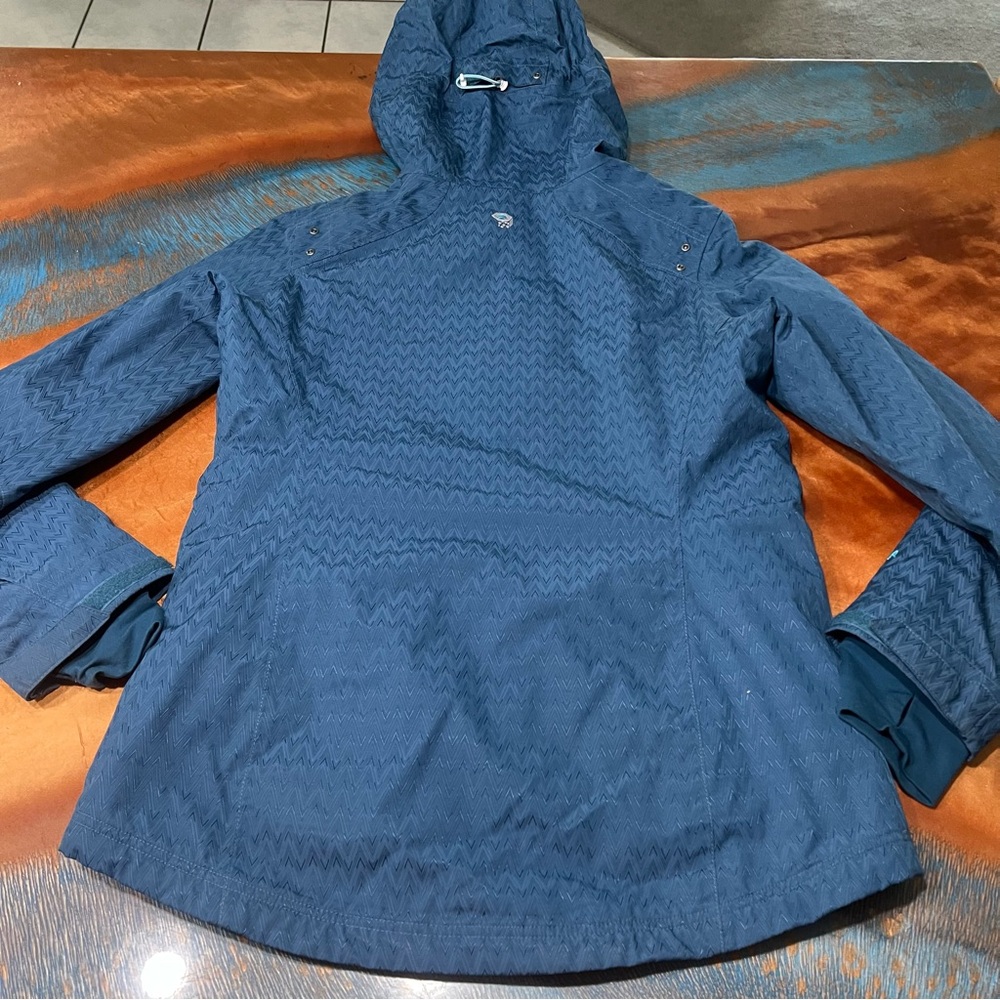 Mountain Hardwear Miss Snow it All Blue hooded winter Ski Jacket DryQ gaiter med - Picture 8 of 16